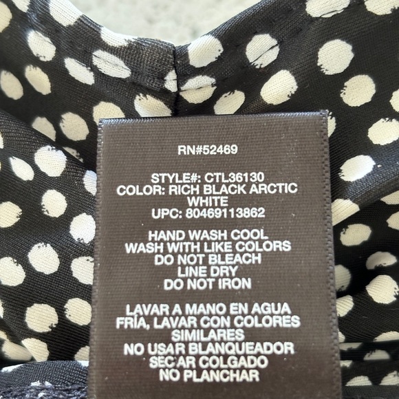 Catalina Black & White Dot Pattern One Piece Swimsuit Size 12 / 14 Built-in Bra - Picture 9 of 10